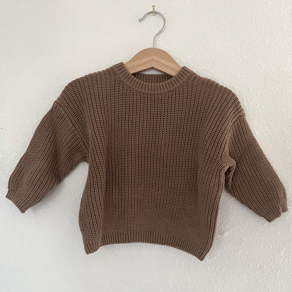 NWT Kambia Kids Gender Free Cotton Sweater, 6-9 mos, Taupe